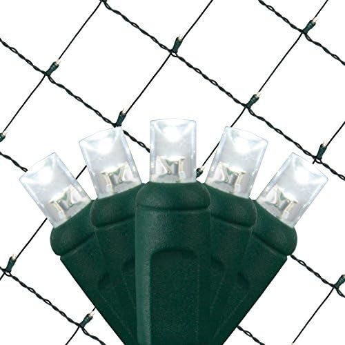 Cool White 5mm LED Christmas Net Lights on Green Wire - Image 2