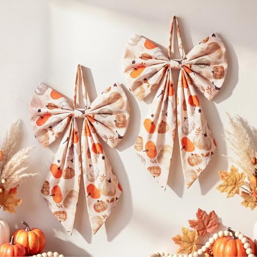 Suncalla 2 Pcs Orange Fall Pumpkin Wreath Bows 18'' x 12'' by Unknown