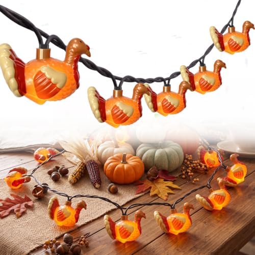 8.5FT 10 LED Outdoor Thanksgiving Turkey String Lights Plug in, Waterproof by Goothy