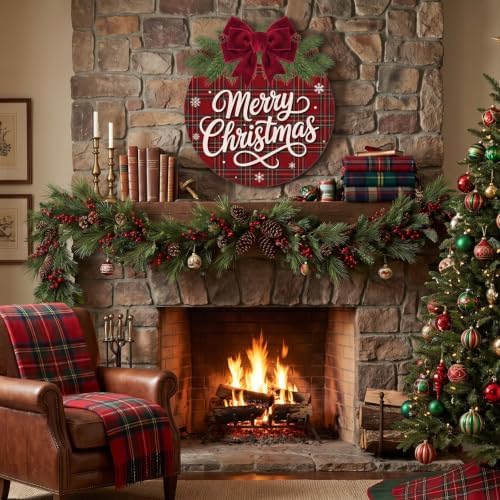 Boao Christmas Welcome Door Decoration Wooden Hanger Sign for Outdoor - Image 2