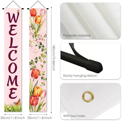 Nuxovilar Spring Tulip Butterfly Banners Set 12x70 Inches Polyester - Image 3