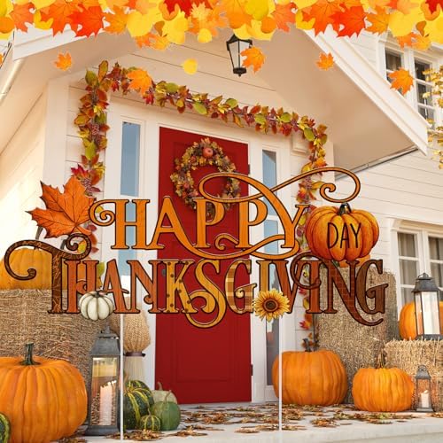 Metal Fall Thanksgiving Yard Sign Outdoor Decorations, 18.6 Inch Lawn Decor - Image 6