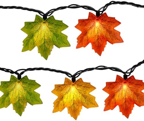 13.6FT Fall String Lights with 35 Maple Leaf LED Bulbs, Plug in by BOKOIUU