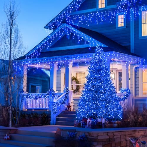 JMEXSUSS Blue Christmas Icicle Lights for Outside, 400 LED 38.8 FT - Image 7