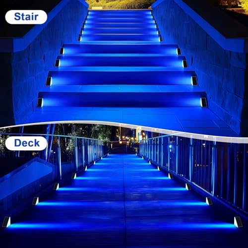 AUDLES 2 Pack Solar Stair Lights, Outdoor Step Lights with Waterproof IP67, Blue Color LED Solar Light for Outside Light Decor for Stair, Deck, Front Step, Front Porch, Patio and Backyard - Image 5