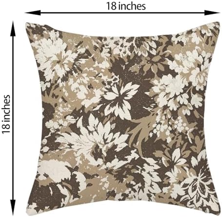 Boho Outdoor Beiga Brown Floral Vintage Pillow Covers 18x18 Set of 2 - Image 2
