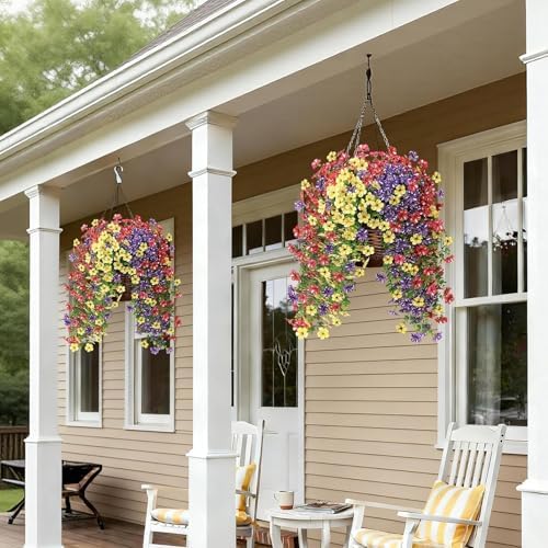 4PCS 29.5"Fake Hanging Flower&Eucalyptus for Front Porch Decor(Mixed Color) - Image 4