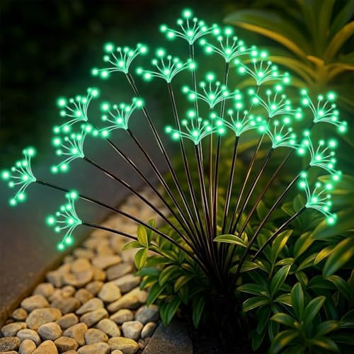 Solar Garden Lights 2 Pack Waterproof Solar Swaying Starburst Light Outdoor Lights for Yard Patio Walkway Pathway Party Wedding Christmas Decoration, Green by Yaafen
