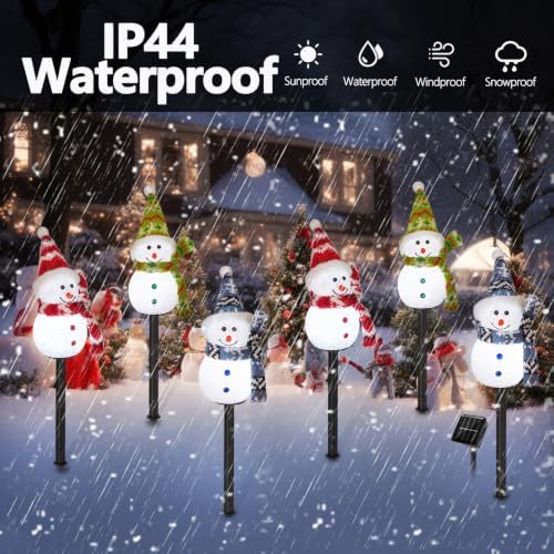Solar Christmas Snowman Pathway Lights Outdoor Decoration, 6 Pack - Image 4