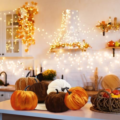 Super Holiday 12PCS Artificial Velvet Pumpkins Decor, 4 Colors Foam Faux Flocked Pumpkins Decoration for Fall Harvest Theme Party Wedding Halloween Thanksgiving Table Decor. - Image 5