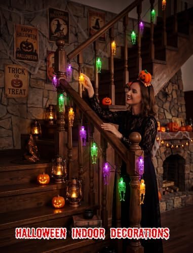 8.5FT Halloween String Lights Plug in with 10 LED Dropping Skeleton Lights - Image 5