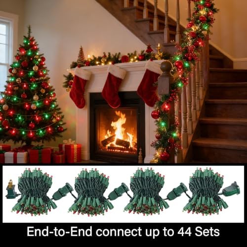 LAMPHOME 100 Count Red and Green - String Lights - 21.6FT LED Christmas Lights, Mini led Lights for Indoor Outdoor Home Holiday Party Wedding Independence Day Decoration, YHL100A/2S - Image 6