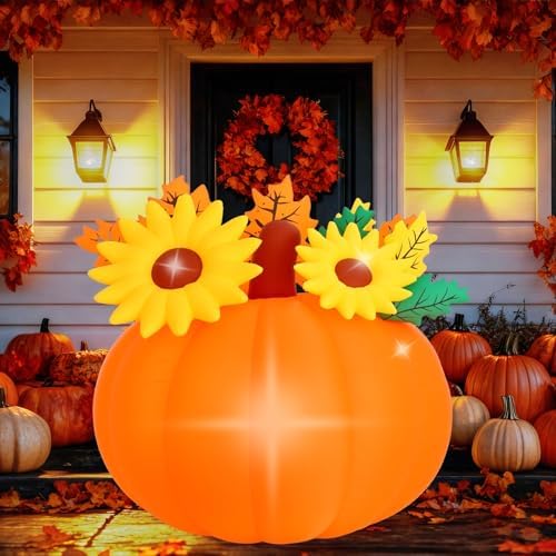 Leyndo 5 ft Tall Sunflower Pumpkin Fall Inflatables Outdoor Decorations by Leyndo