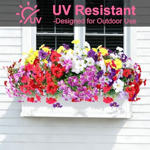 Artificial Petunia Flowers Outdoor, 12 Bundles UV Resistant Faux Plants - Image 2