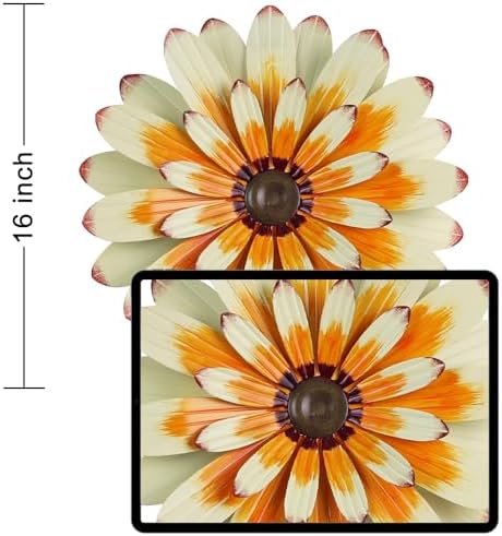 YEAHOME Metal Flower Wall Decor, 16" Wall Art Hanging Decorations for Home Bathroom, Bedroom, Living Room, Office, Boho Art, Indoor Outdoor Decorations Patio Garden Decor - Image 4