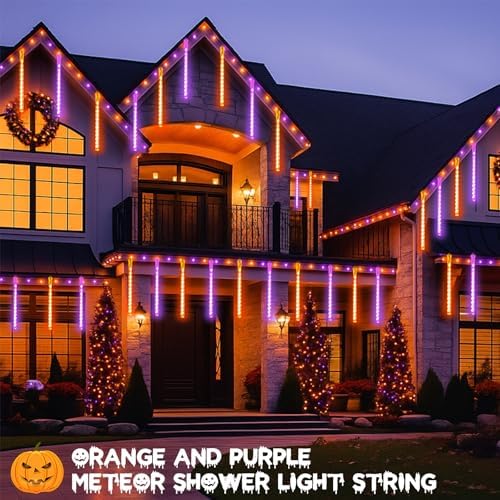 2 Pack Halloween Lights Outdoor 16 Tubes 384 LEDs Meteor Shower Rain Lights - Image 2