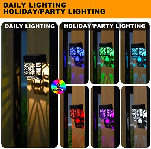 GOODFOEVER Solar Deck Lights, 8 Pack Fence Light with 2 Modes Lighting Warm White/RGB, Solar Outdoor Lights Waterproof for Wall, Fence, Patio, Stair, Landscape, Garden,Yard, Holiday Decor - Image 2