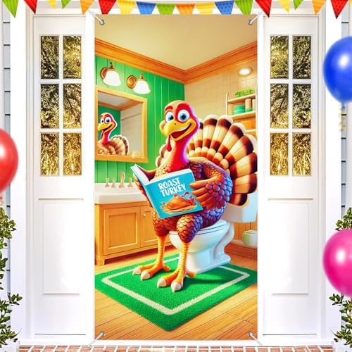 BlissYard Funny Thanksgiving Turkey Door Banner 35 x 71 Inch - Image 2