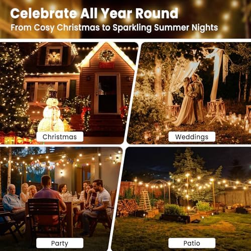 Outdoor String Lights 200FT,G40 100+4 Bulbs String Lights for Outside - 2700K Warm White, 25000H Long Life, IP45 Waterproof & Shatterproof, Mains Powered Garden Lights for Gazebo/Patio - Image 5