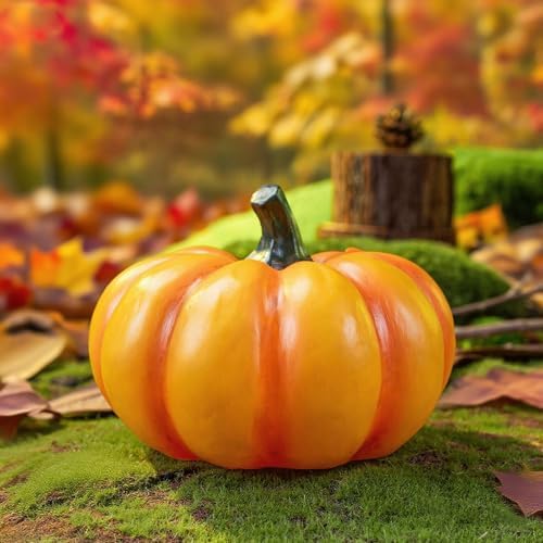 Solar Pumpkin Lights - Garden Statues for Thanksgiving & Halloween, 2 Pack Small Pumpkin Decorations for Porch, Terrace, Yard, Lawn, Patio - Image 3