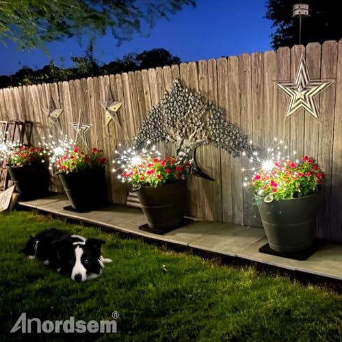Anordsem Solar Firework Lights Outdoor Garden Sparkler Lights 6 Pack White - Image 6