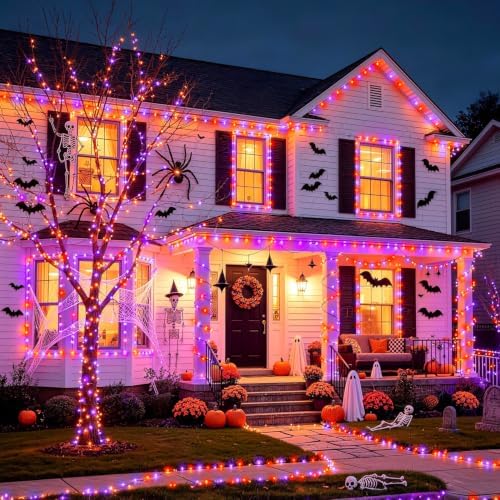 JMEXSUSS 1000LED Orange and Purple String Lights, Halloween Lights Plug in - Image 2