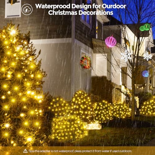 WBao Outdoor Christmas Lights, 360LED 11.5ft x 6.9ft Net Lights with 8 Modes, Timer, UL Certified, End to End Connectable, Waterproof for Lawn, Bushes, Trees Outdoor Christmas Decorations, Warm White - Image 5