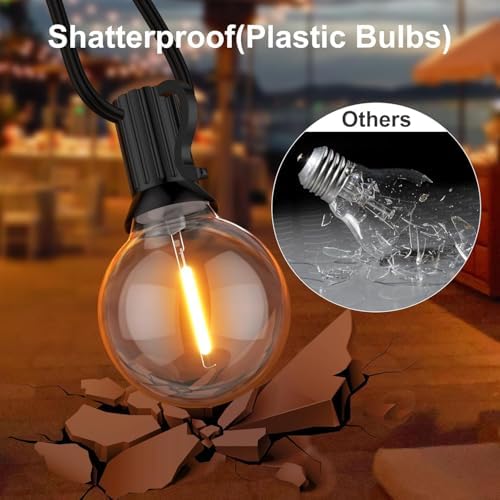 GPATIO Outdoor String Lights, 150FT G40 Bulbs Shatterproof Patio Lights, Waterproof Dimmable Hanging Outdoor Lights, Connectable LED Outside Lights for Backyard Yard Gazebo Porch Party - Image 4