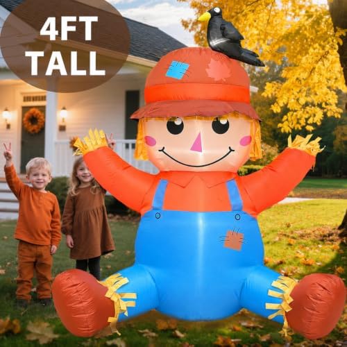 4FT Fall Thanksgiving Inflatables Outdoor Decorations with Built-in LEDs - Image 6