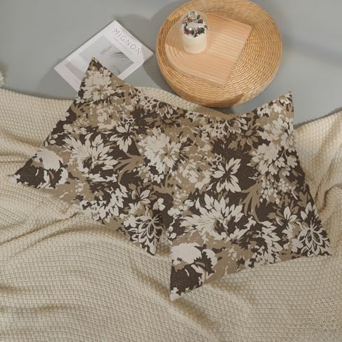 Boho Outdoor Beiga Brown Floral Vintage Pillow Covers 18x18 Set of 2 - Image 6