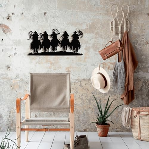 Black Metal Cowboy Wall Art, 3D Western Decor for Living Room, Rustic - Image 2
