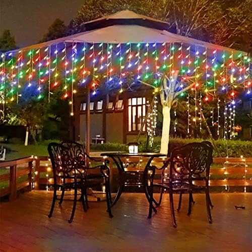 304 LED Solar Christmas Lights, Multicolored Outdoor Icicle Lights, 8 Modes Waterproof Solar Powered String Lights for Xmas Tree Patio Yard Garden Wedding Party House Eaves Roof Decorations - Image 7