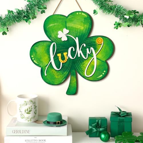Boao St. Patrick's Day Shamrock Door Hanger Welcome Wooden Hanging Sign - Image 6