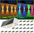 NIORSUN Solar Fence Lights,24 Pack Wall Lights Waterproof,Led Outdoor Lights 3000K/4500K/6000K+ RGB Up & Down Deck Light,Solar Powered Light for Backyard/Pool/Railing/Patio/Porch/Step White by NIORSUN