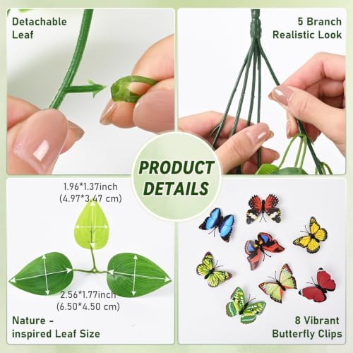 BLEUM CADE Fake Hanging Plants, 2pcs Artificial Pothos Vines Faux Plants Greenery for Wall Home Living Room Office Indoor Outdoor Decor (No Baskets) - Image 6