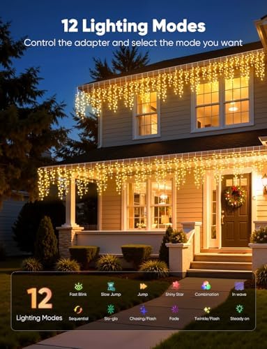 Brightown Icicle Christmas Lights Outdoor,33FT 1020LED Cluster Icicle Light - Image 3