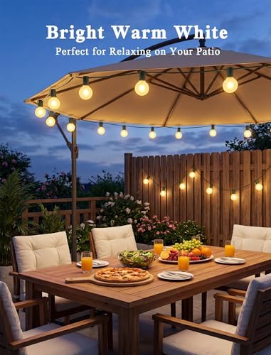 Abeja G40 Outdoor String Light, 25FT Frosted White Christmas String Lights with 27 Frosted White Bulbs, G40 Globe Patio String Lights for Backyard Porch Balcony Party Wedding Umbrella-5W Green Wire - Image 5