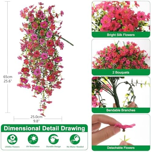 Homsunny Artificial Hanging Flowers for Spring Home Outdoor Decor - Image 2