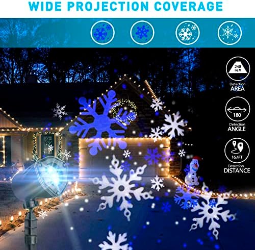 EAMBRITE Christmas Projector Lights LED White Blue Rotating Snowflake Projector Light for Birthday Wedding Theme Party Garden Home Winter Outdoor Indoor Decor - Image 4