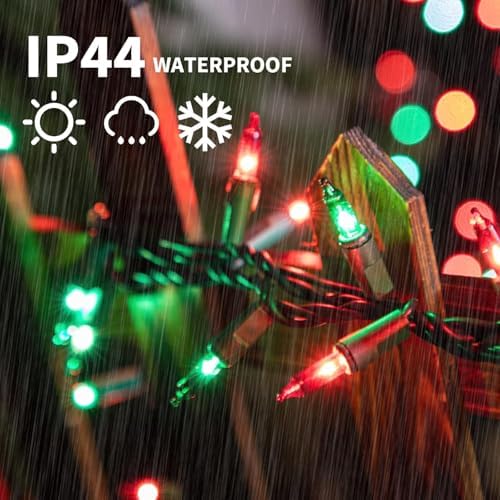 LAMPHOME 100 Count Red Green Christmas Lights, Green Wire 20Ft Incandescent Holiday String Light Set for Indoor Outdoor Use Christmas Tree, Halloween, Valentine Wedding Lighting Decoration - Image 3