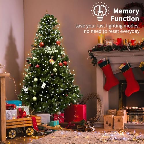 BOLWEO Christmas Tree Lights 280LED 8 Lines 8 Modes for 6ft-7ft Tree, UL Certified Indoor/Outdoor Christmas Decorations 8 * 6.6ft Drops Cool White - Image 4