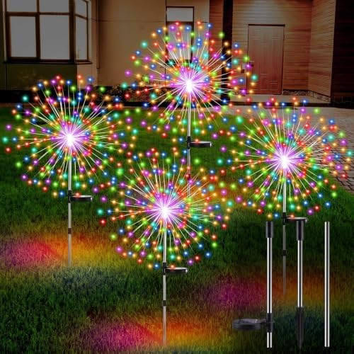 Tujoe 4 Pack Halloween Outdoor Garden Decoration Solar Firework Lights by Tujoe