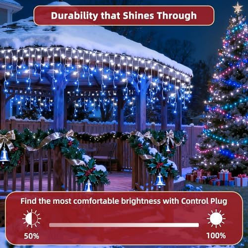 670 LED 66ft Christmas Lights with 148 Drops, 12 Lighting Modes Blue & White Christmas Decoration Twinkling Lights Dimmable, Timer Outdoor Waterproof Fairy Lights for Indoor Garden House Eaves Roof - Image 4
