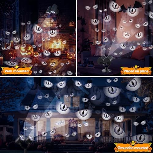 Halloween Lights Projector, Halloween Decorations Lighting Projector, with Timer Led Grey Evil Devil Eyes Light, for Holiday Party Garden Patio Yard Outdoor Indoor Landscape Decor - Image 2