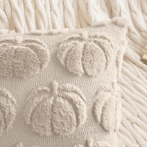 MIULEE Fall Pillow Covers Pumpkin Fall Decor 18x18 Beige - Image 2