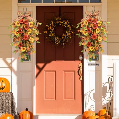 Fall Swag Wreaths for Front Door Decor, Fall Porch Decorations for Home - Image 2