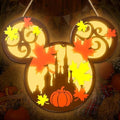 Fall Wreath Mouse Pumpkin Lantern Thanksgiving Door Hanging Sign with Light by Uywgaun