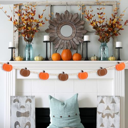 DAZONGE Fall Decor Felt Pumpkin Beads Garland for Fall Home Decorations - Image 4