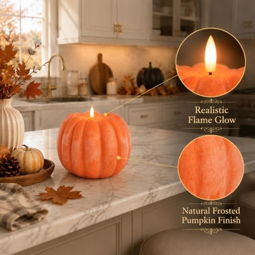 Fall Decorations for Home, Fall Decor, Orange Flameless Pumpkin Candles - Image 6
