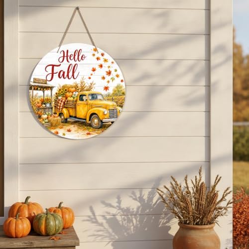 PETCEE Hello Fall Door Sign Fall Decorations for Home Wall Fall Door Decor - Image 4